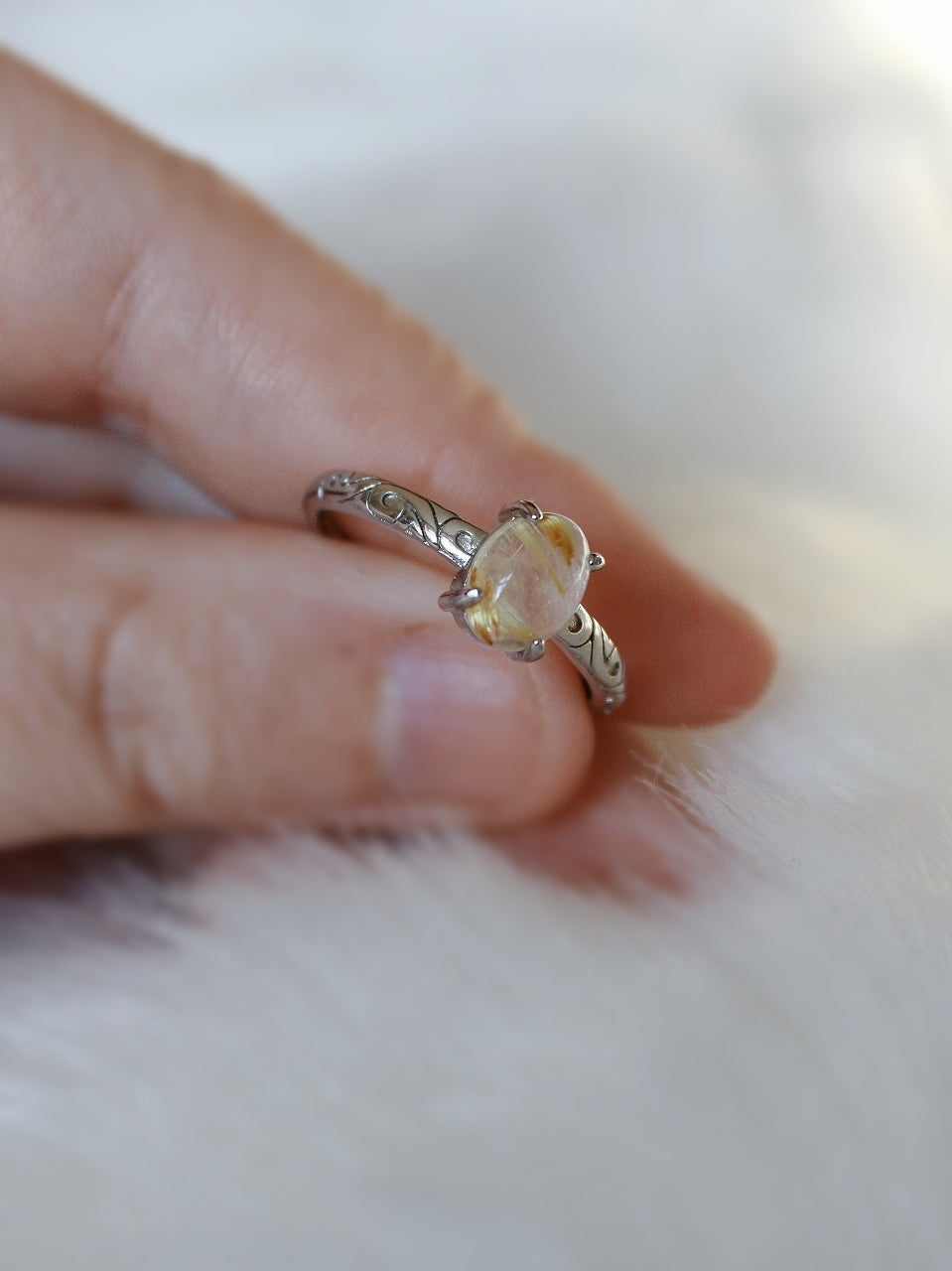 Gouden rutielkwarts Ring (verstelbaar)